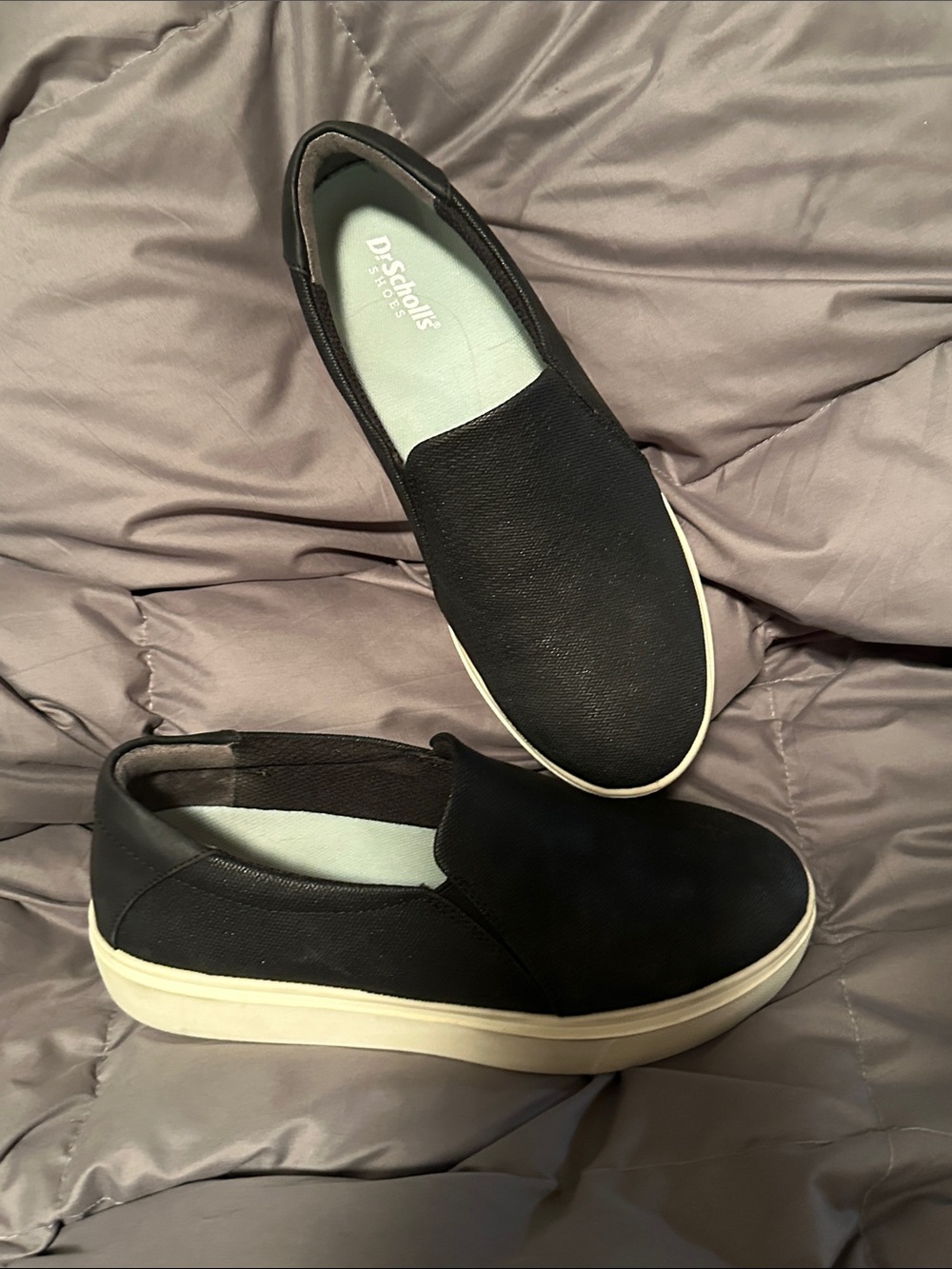 Dr. Scholl's Black Slip-On Loafers with White Sole
